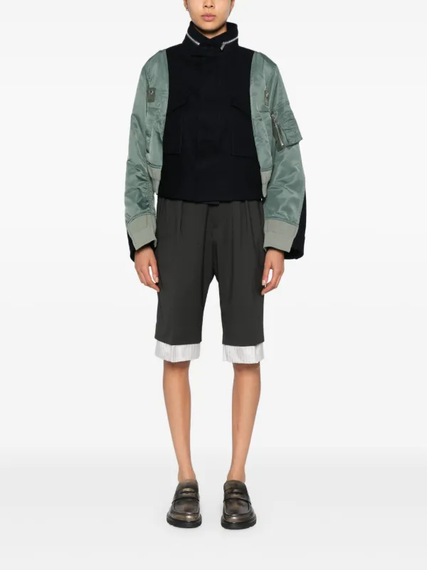【送料&関税込】Sacai Panelled Funnel Neck Jacket Sacai Bomber Jacket Hybrid Panelled Hoodie | Blue | FARFETCH