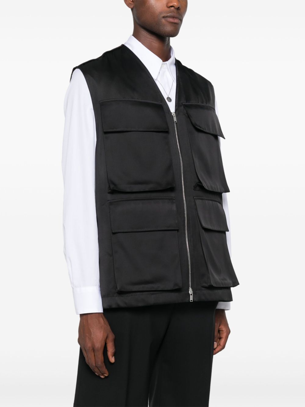 Shop Jil Sander Gabardine-weave Gilet In Black