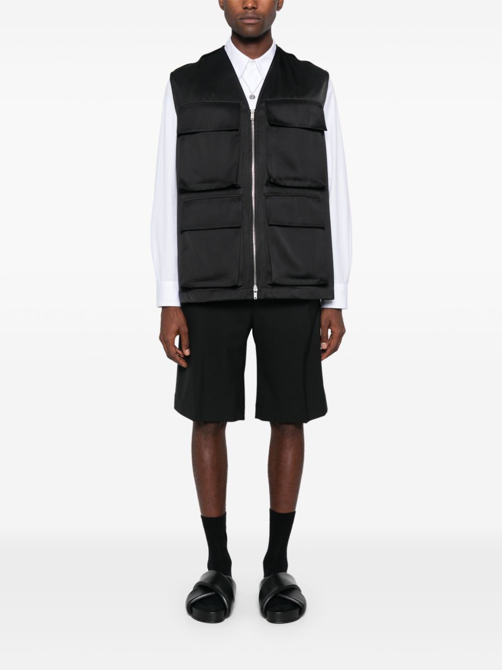 Jil Sander Gilet met gabardine weving - Zwart