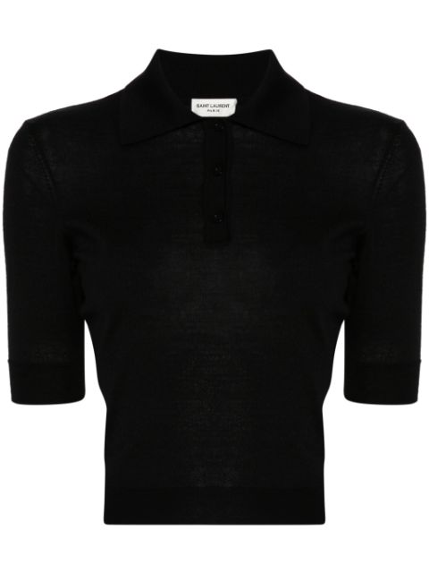 Saint Laurent playera tipo polo con bordado Cassandre