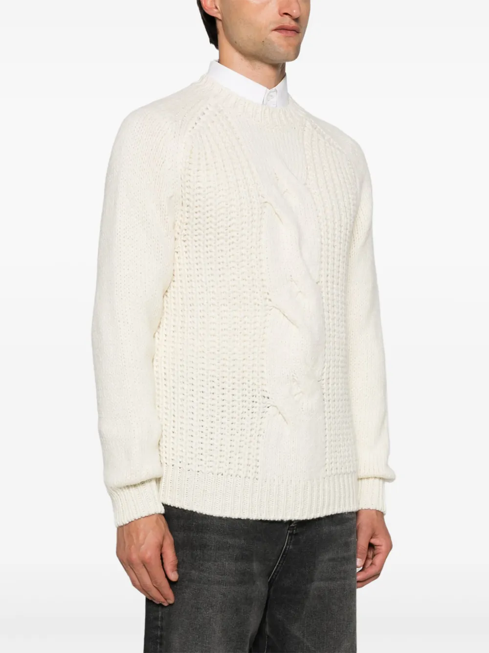 Canali Gevlochten geribbelde trui Beige