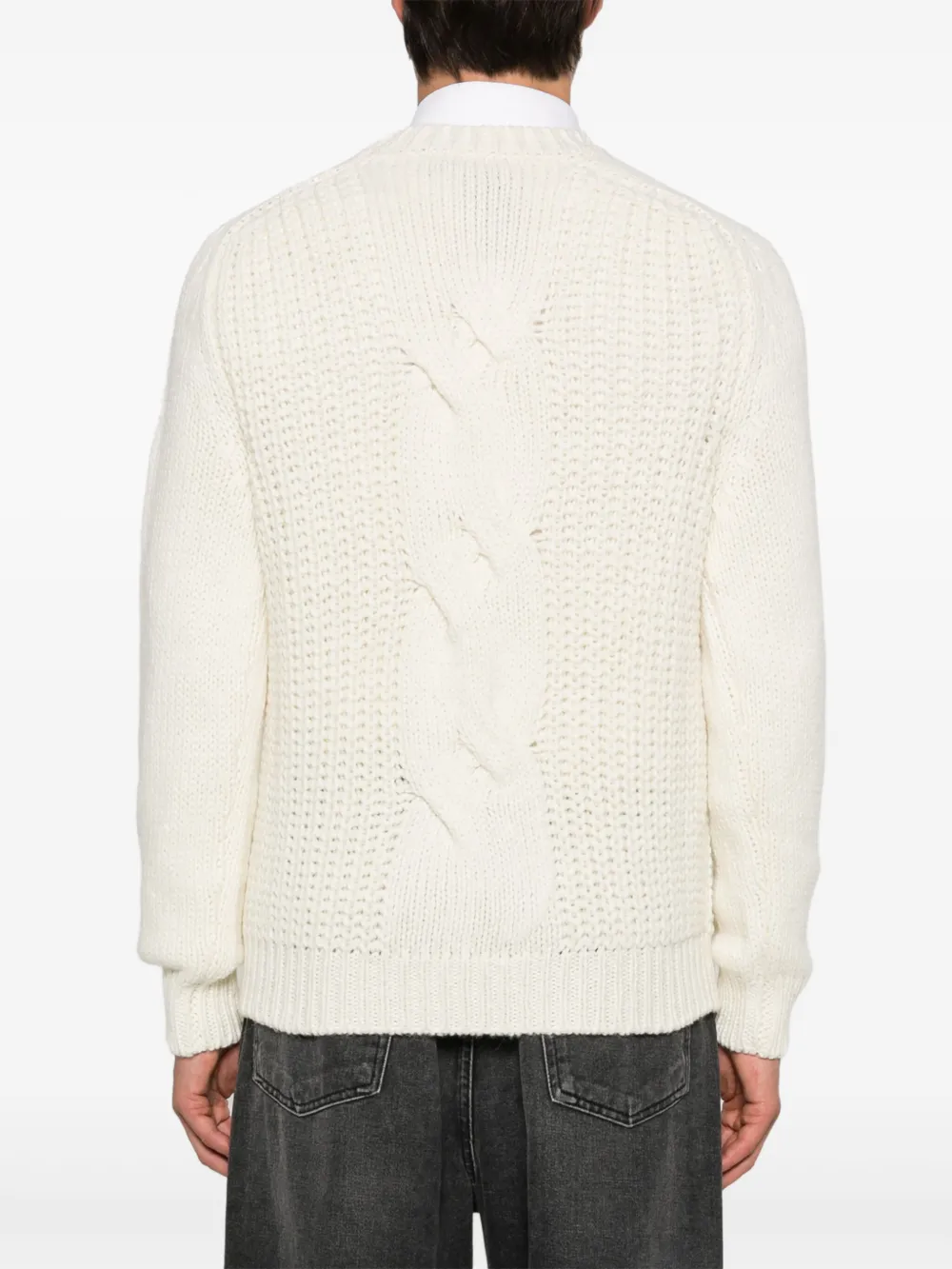 Canali Gevlochten geribbelde trui Beige