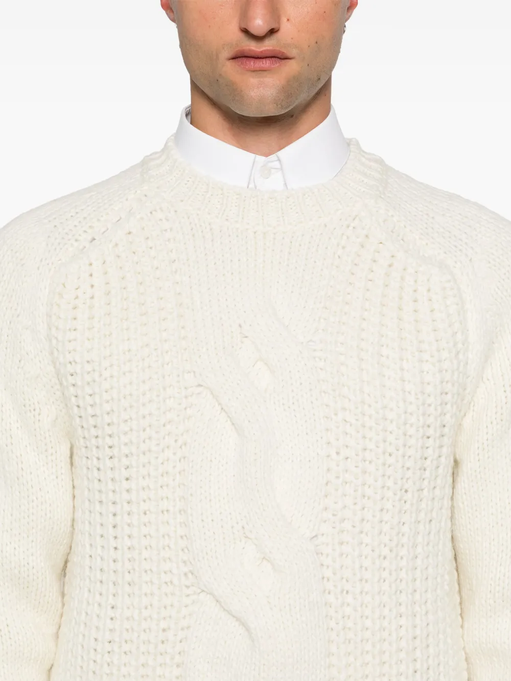 Canali Gevlochten geribbelde trui Beige