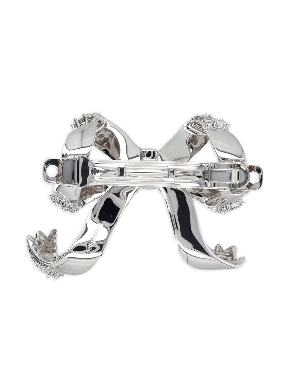 Shop Self-portrait Bow Crystal Hair Clip In Silver