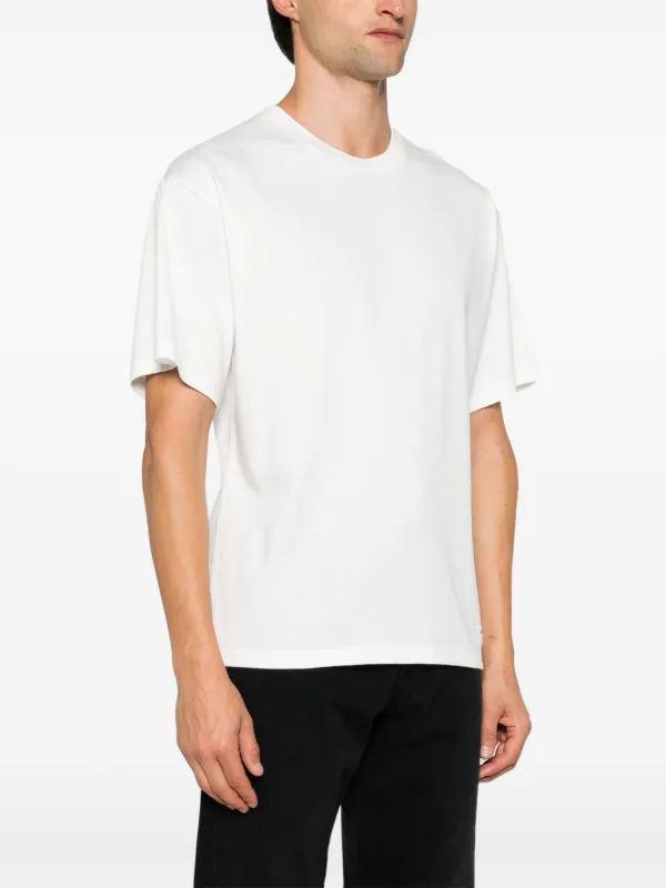 ★Saint Laurent★ Logo Patch Short Sleeve T-Shirt Natural 81 Saint Laurent logo-patch T-shirt | White | FARFETCH