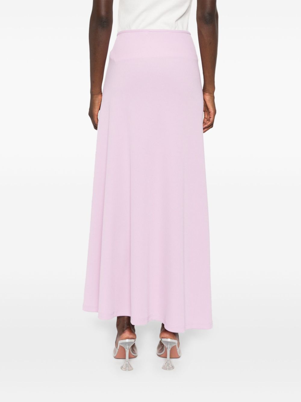 Shop Christopher Esber Tri-crystal Ruched Maxi Skirt In Pink