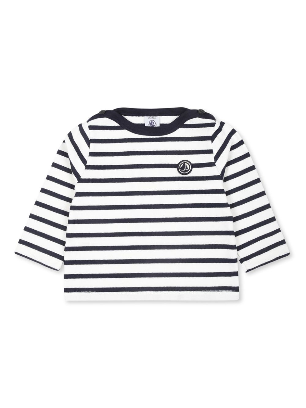 Petit Bateau logo-patch striped top - Blue