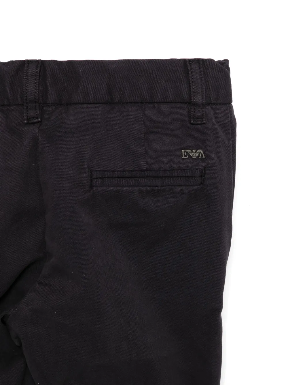 Emporio Armani Kids Mid waist straight chino met logoplakkaat Blauw