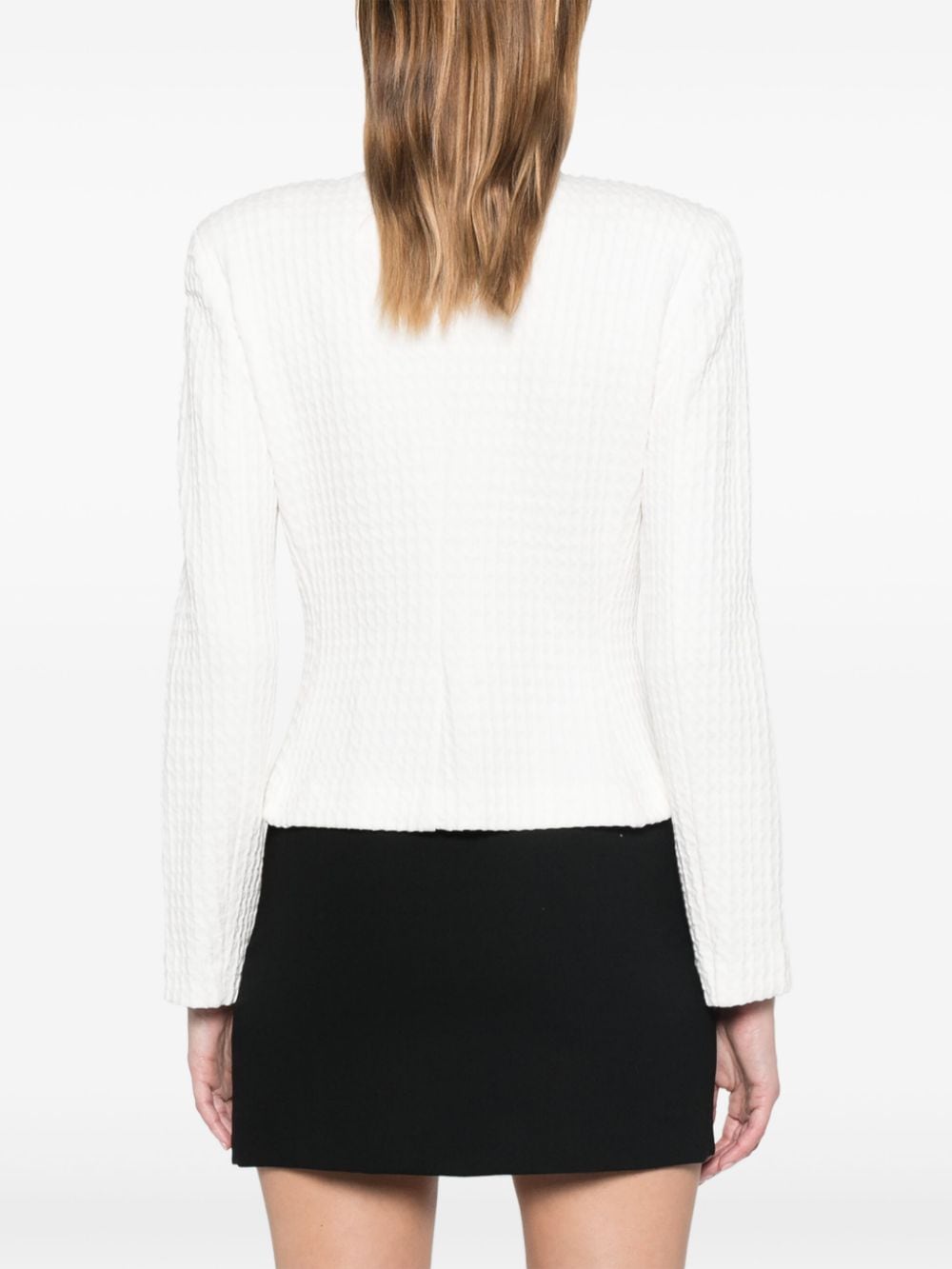 Shop Emporio Armani Waffle-knit Jacket In White