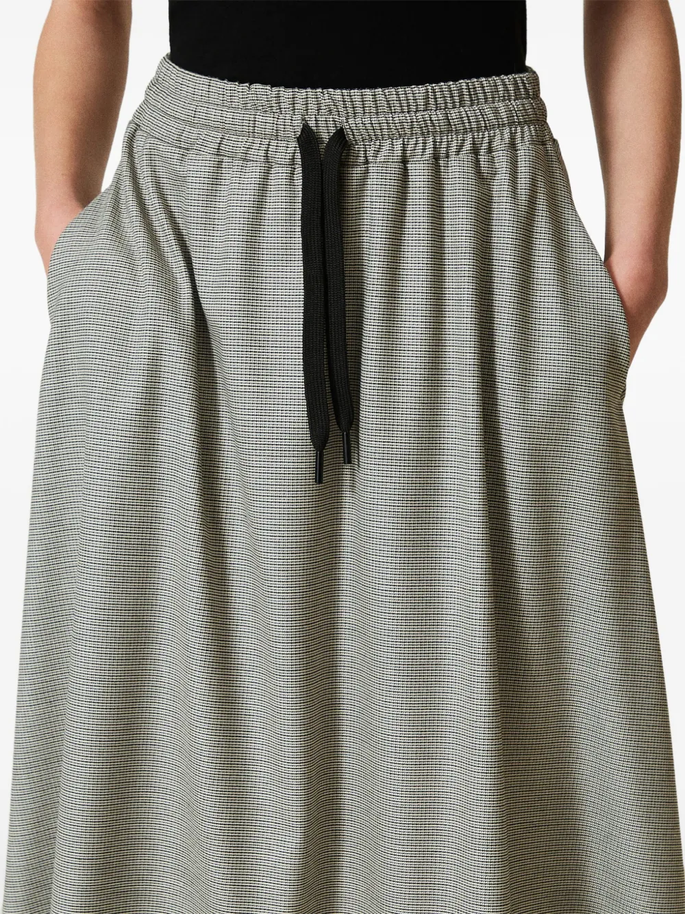 Twinset Houndstooth Midi Skirt In White