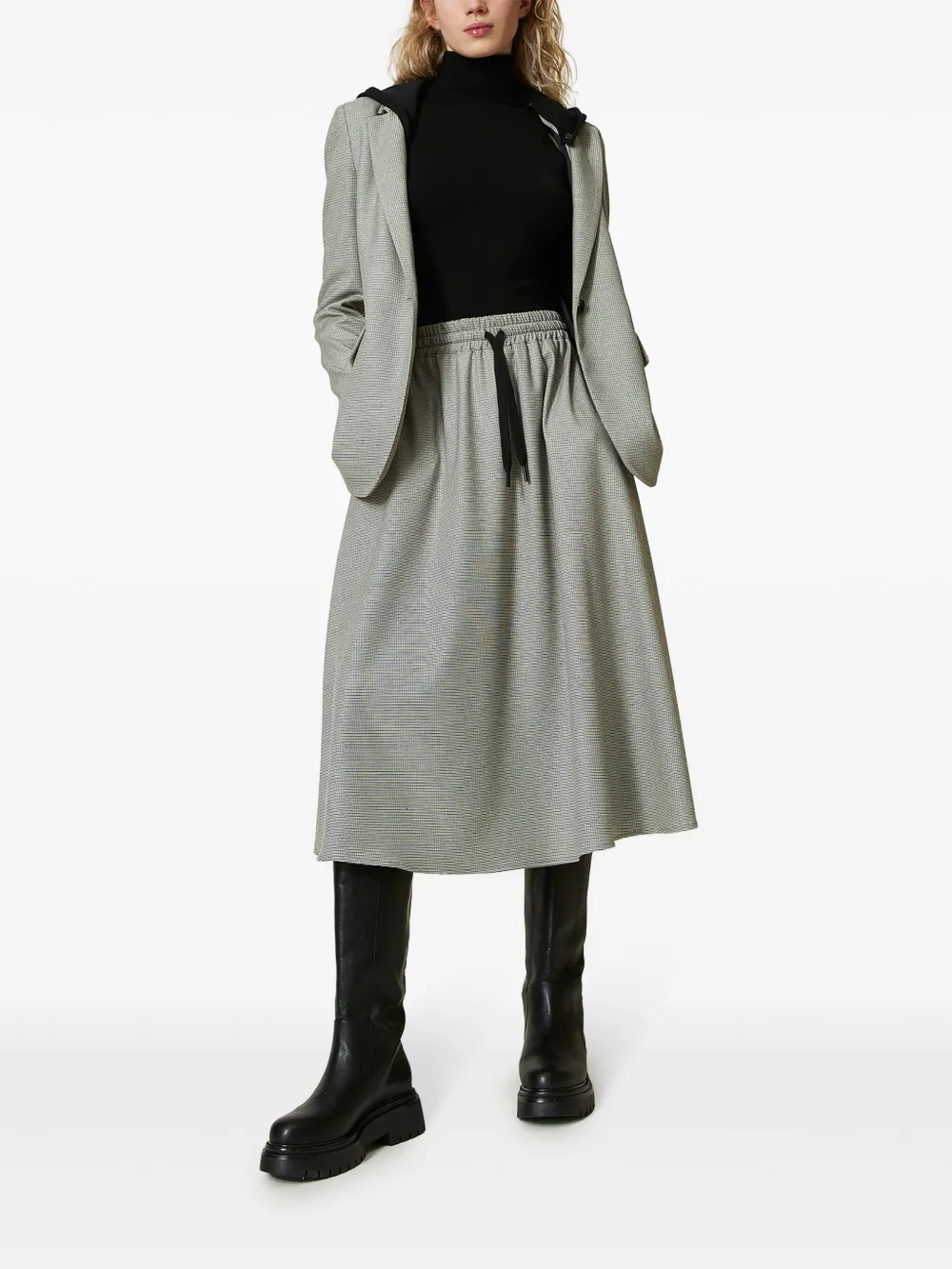 TWINSET Midi-rok met pied-de-poule print - Wit