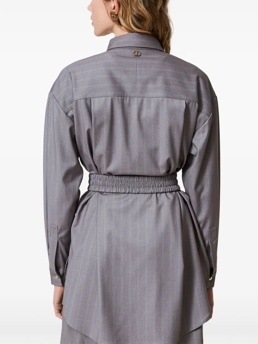 TWINSET Overhemd met krijtstreep en ceintuur Grijs
