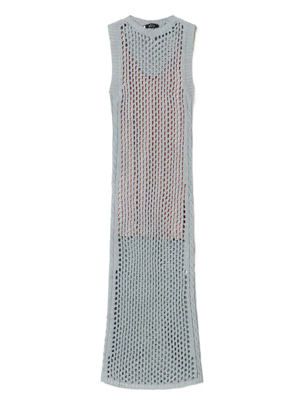 Twinset Long Lurex-mesh Midi Dress In Gray