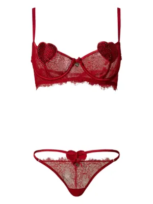 TWINSET ブラ&ショーツ TWINSET レース トライアングルブラ＆ショーツ セット | レッド