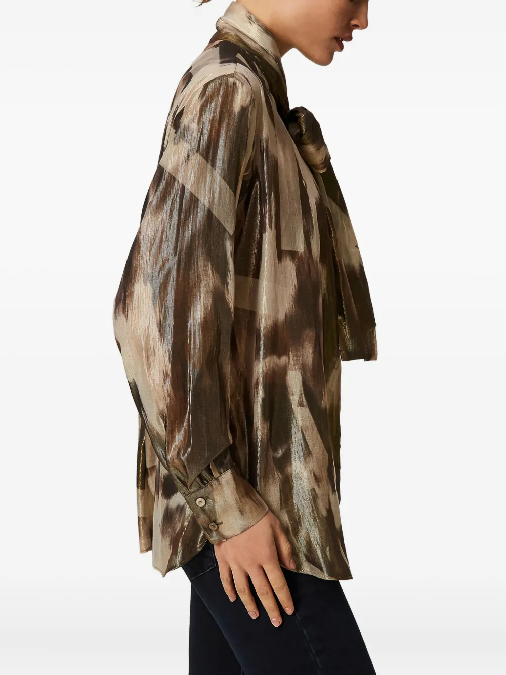 Twinset Print Bow-tie Shirt In Multi