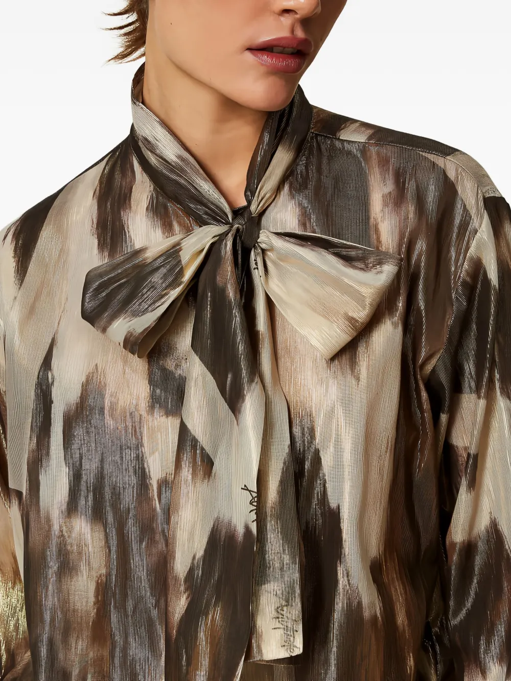 Twinset Print Bow-tie Shirt In Multi