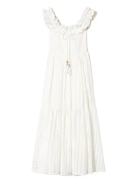 TWINSET eyelet ruffle midi dress