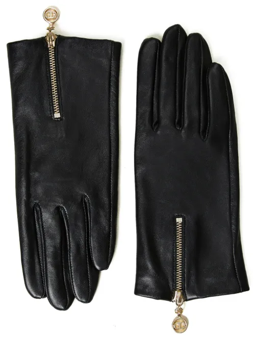 TWINSET gants Oval T en cuir - Noir - TWINSET - Modalova