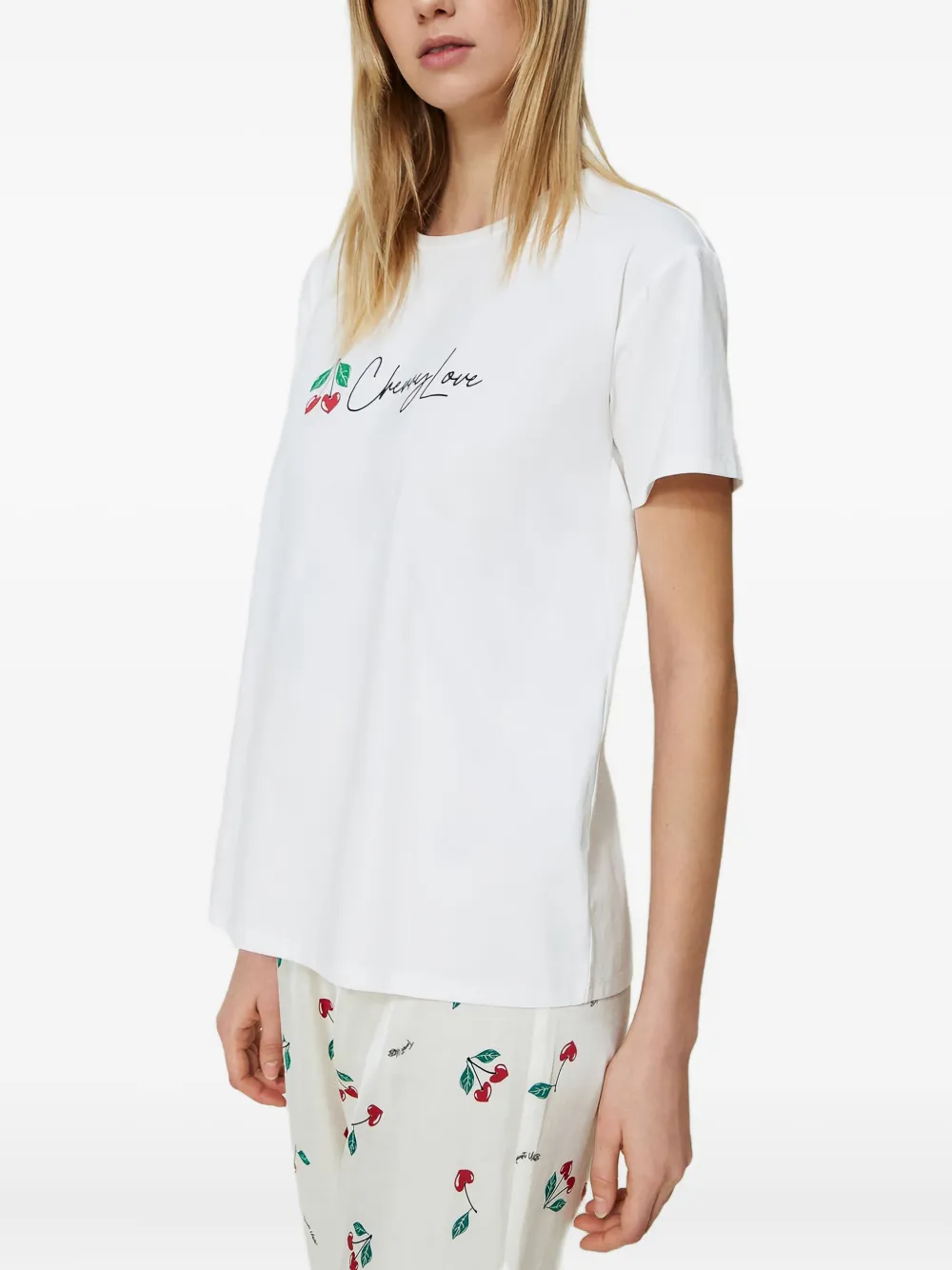 TWINSET T-shirt met kersenprint Wit