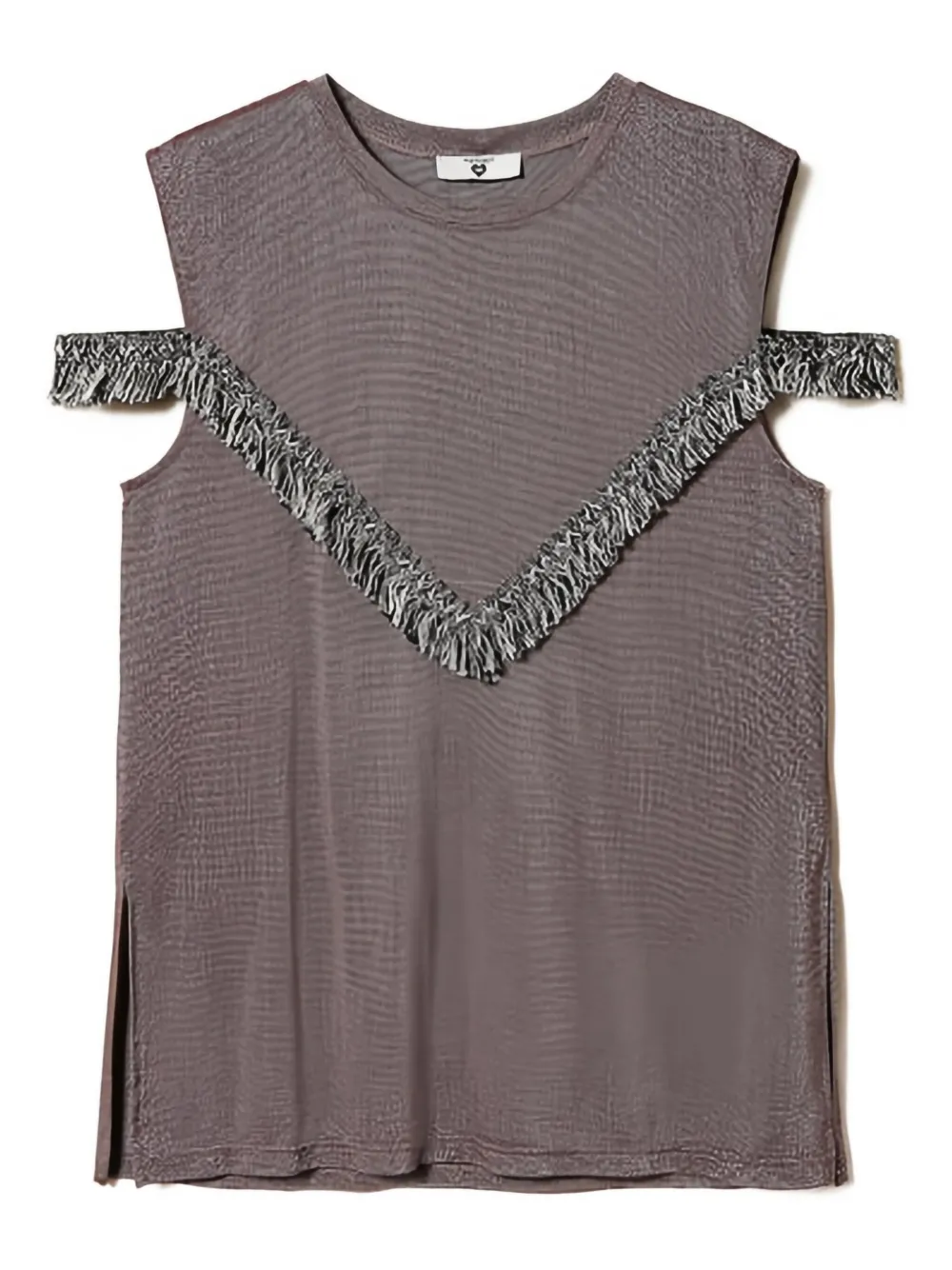 TWINSET fringe-detail crew-neck blouse | Brown | Image 1