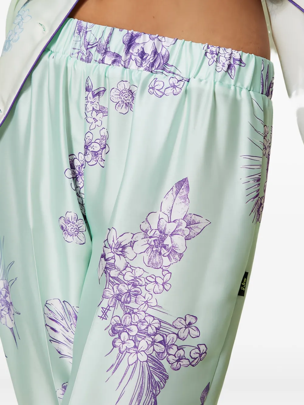 Twinset Floral-print Straight-leg Trousers In Green