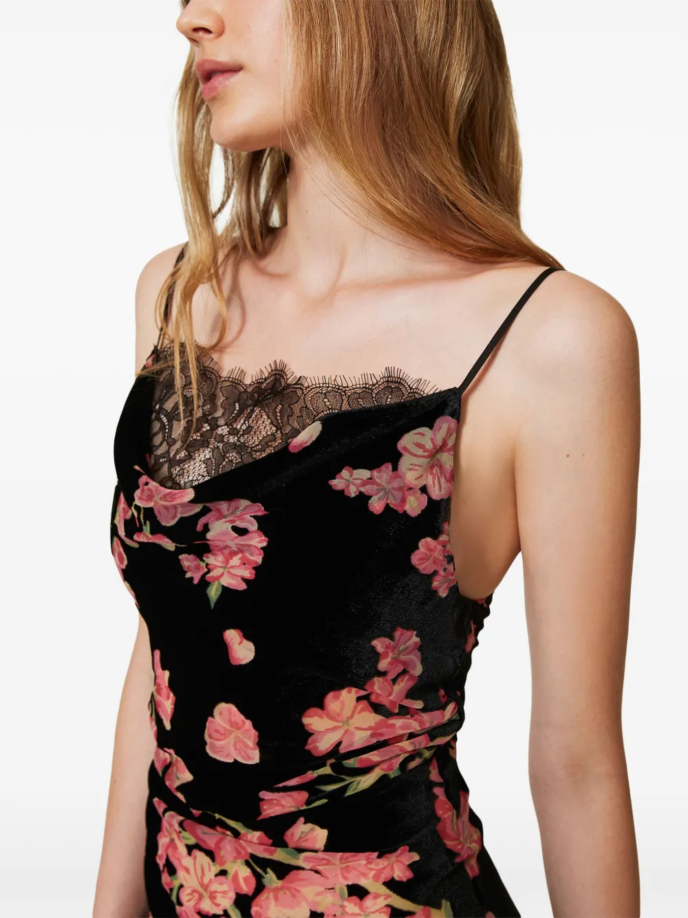TWINSET floral drelvet slip dress | Image 6