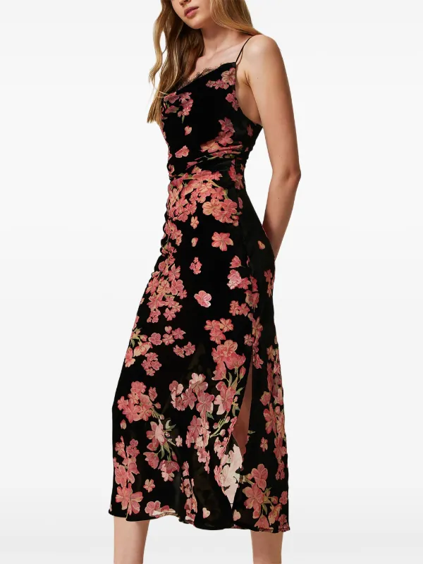 TWINSET Floral Drelvet Slip Dress | Black | FARFETCH OM TWINSET Floral Drelvet Slip Dress | Black | FARFETCH OM