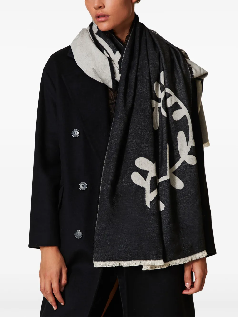 TWINSET Sjaal met logoprint Zwart
