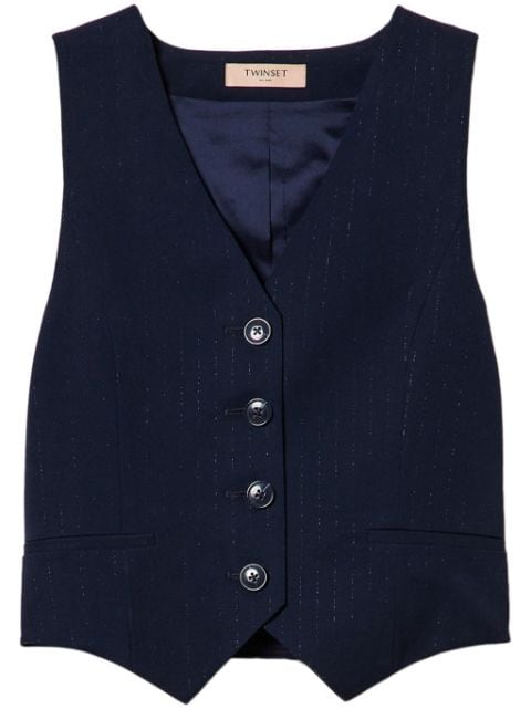 lurex-detail pinstriped waistcoat