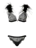 TWINSET feather-trimmed lace bra set - Black