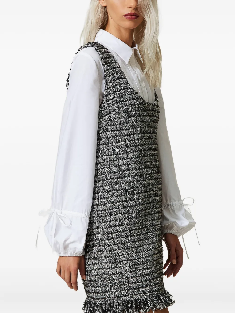 TWINSET Gelaagde tweed mini-jurk - Zwart