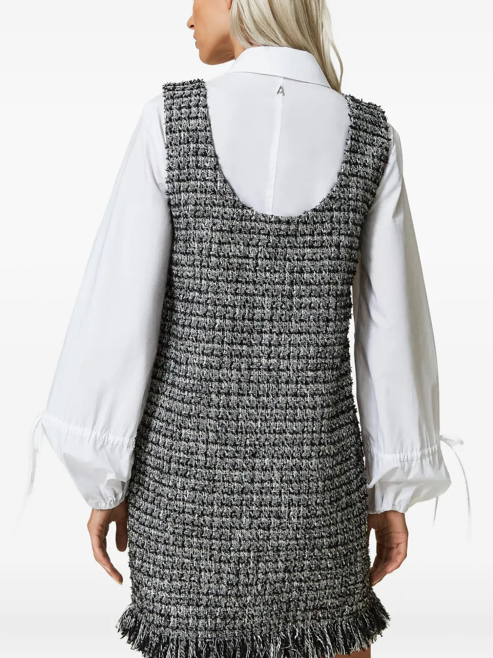 TWINSET Gelaagde tweed mini-jurk Zwart