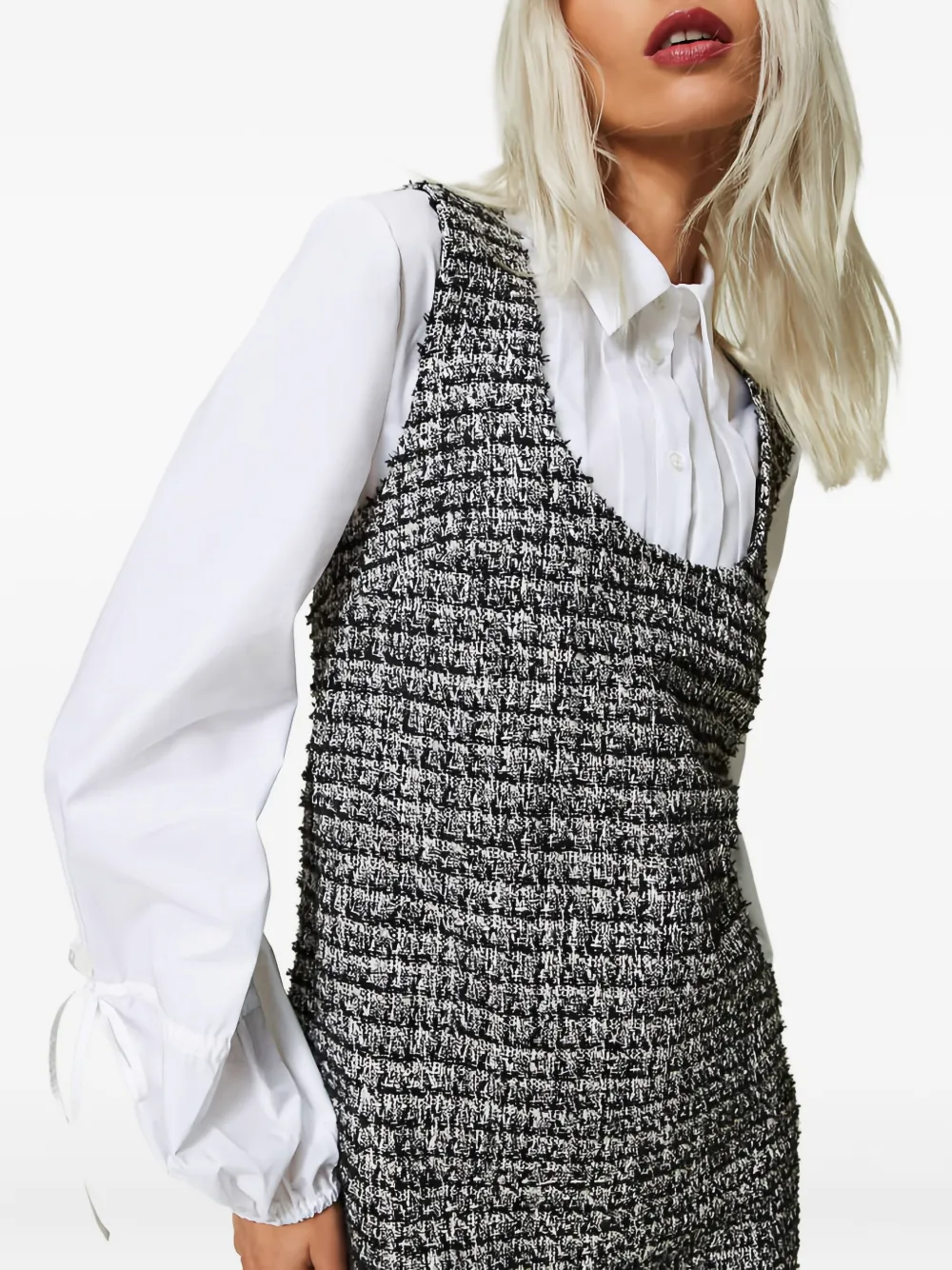 TWINSET Gelaagde tweed mini-jurk Zwart