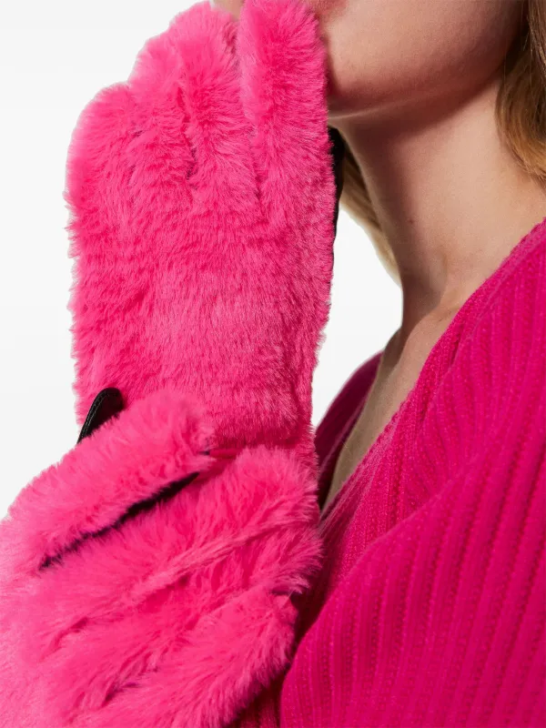 TWINSET faux-fur Gloves | Pink | FARFETCH CA