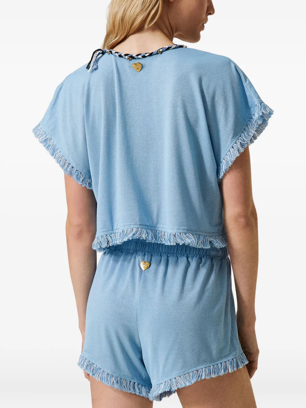 TWINSET Shorts met franje en kant Blauw