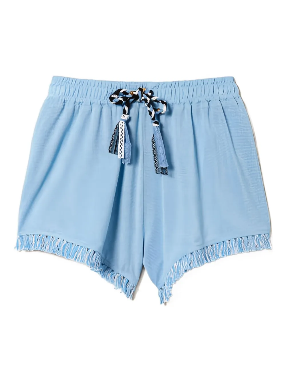 TWINSET plaited-lace fringe shorts | Blue | Image 1