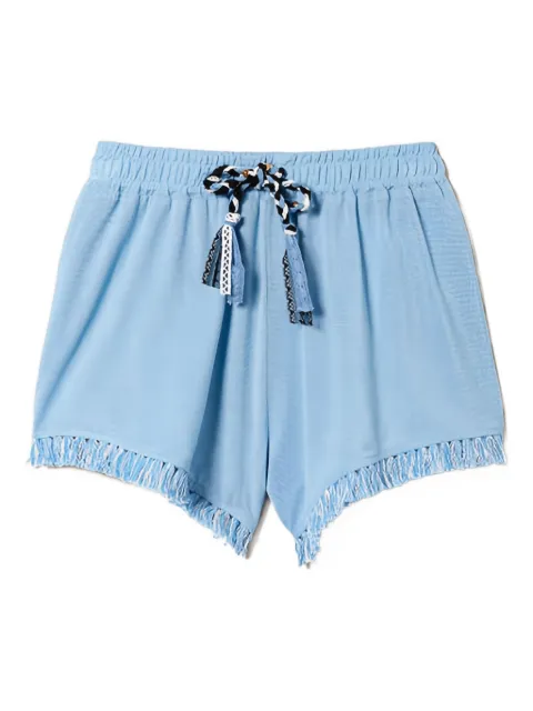 TWINSET plaited-lace fringe shorts