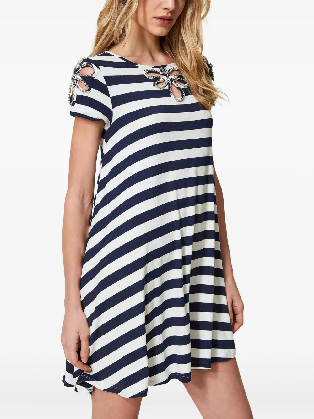 TWINSET Mini-jurk met jacquard borduurwerk Wit