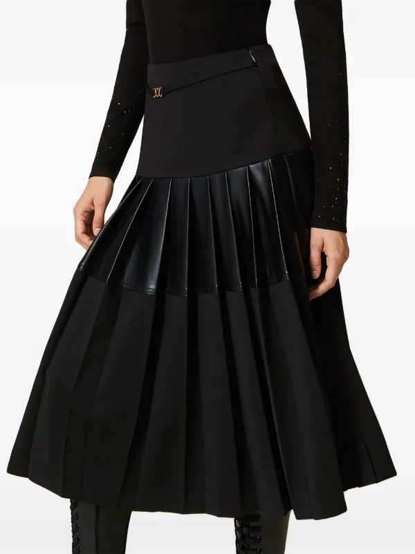TWINSET Jupe mi-longue à Design Plissé Noir FARFETCH MA