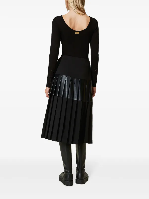 TWINSET Jupe mi-longue à Design Plissé Noir FARFETCH TN