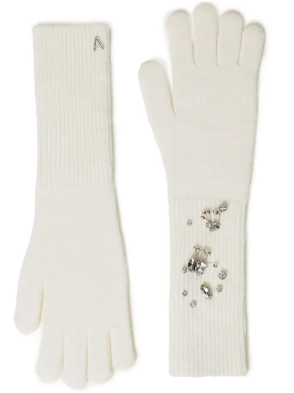 TWINSET Embroidered Knitted Gloves White FARFETCH ID