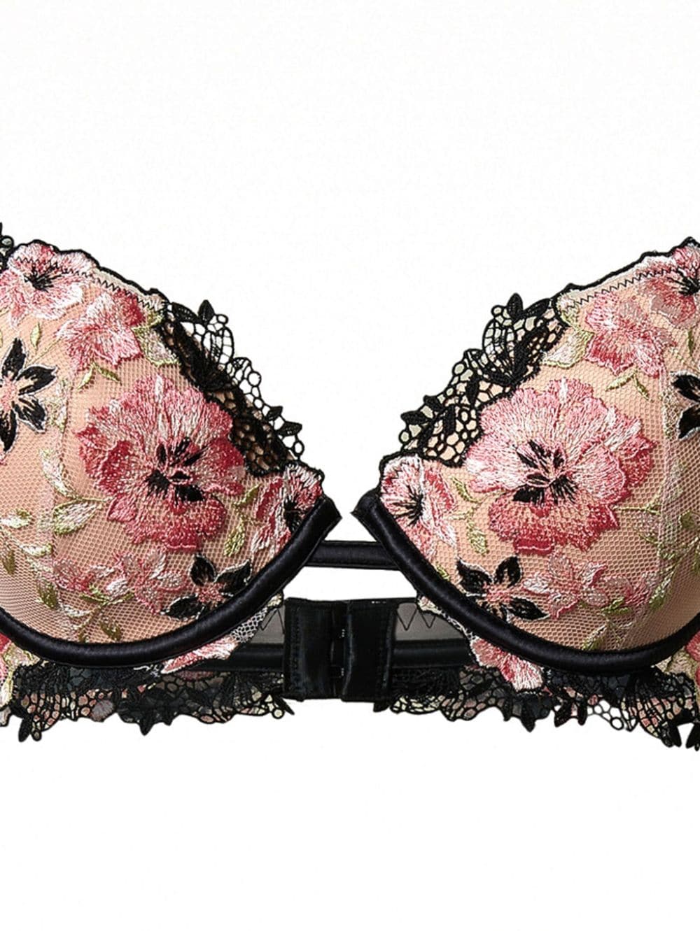 TWINSET Push-up bh en slip met geborduurde bloemen - Beige