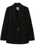 TWINSET check pattern bouclé blazer - Black