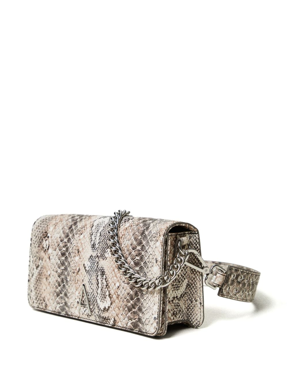 Shop Twinset Snakeskin-print Crossbody Bag In Neutrals