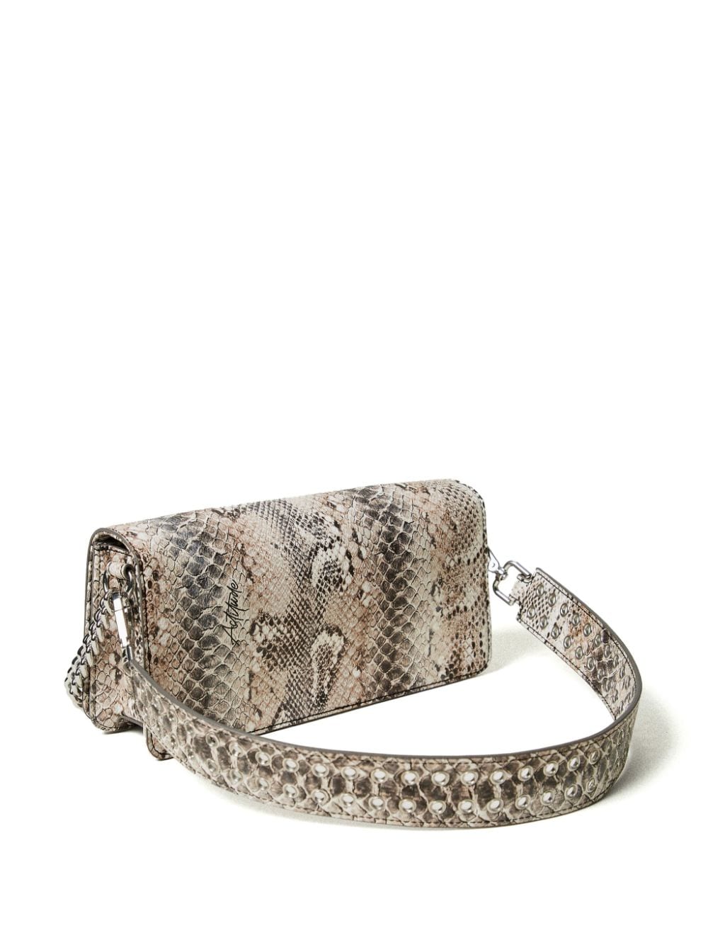 Shop Twinset Snakeskin-print Crossbody Bag In Neutrals