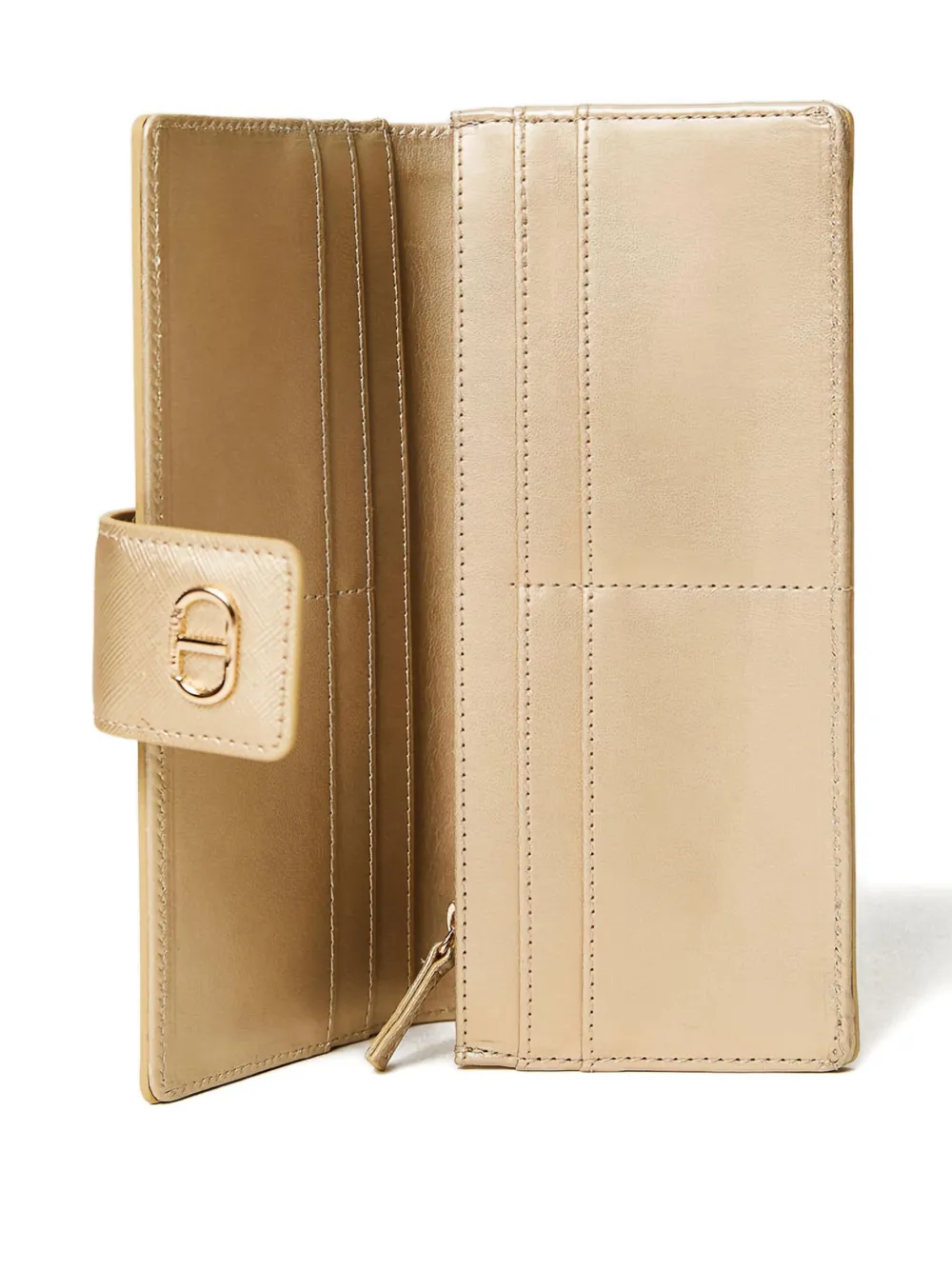 Twinset Oval-t Metallic Wallet In Gold