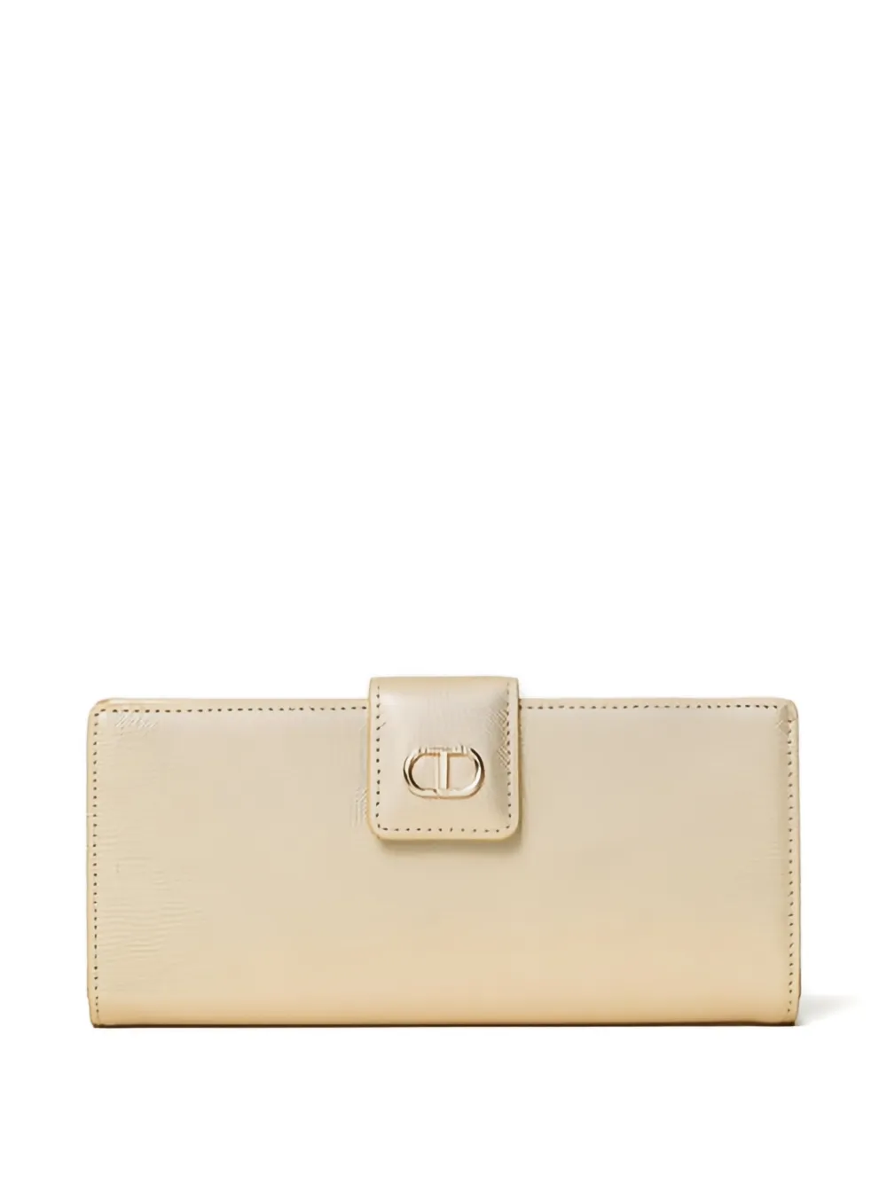 Twinset Oval-t Metallic Wallet In Gold