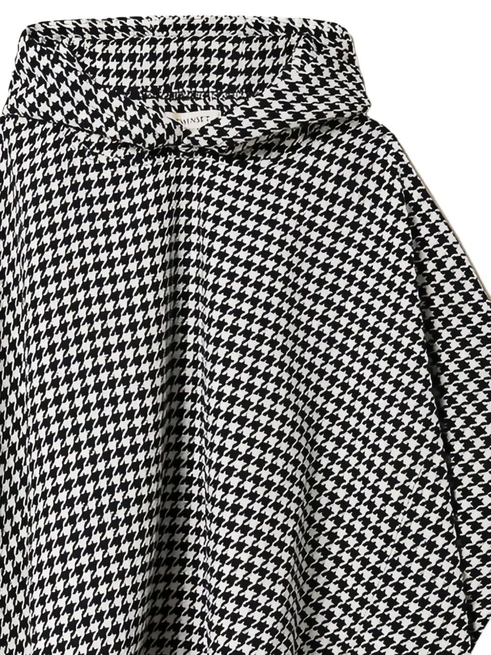 TWINSET Kids Poncho met capuchon en pied-de-poule print Zwart