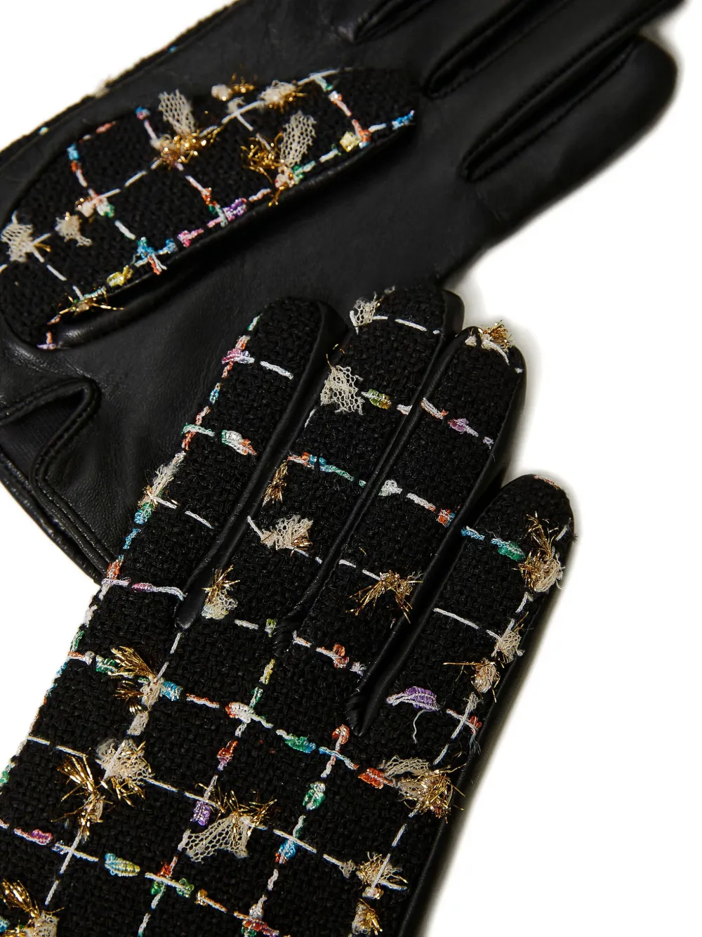 TWINSET Geruite bouclé handschoenen - Zwart