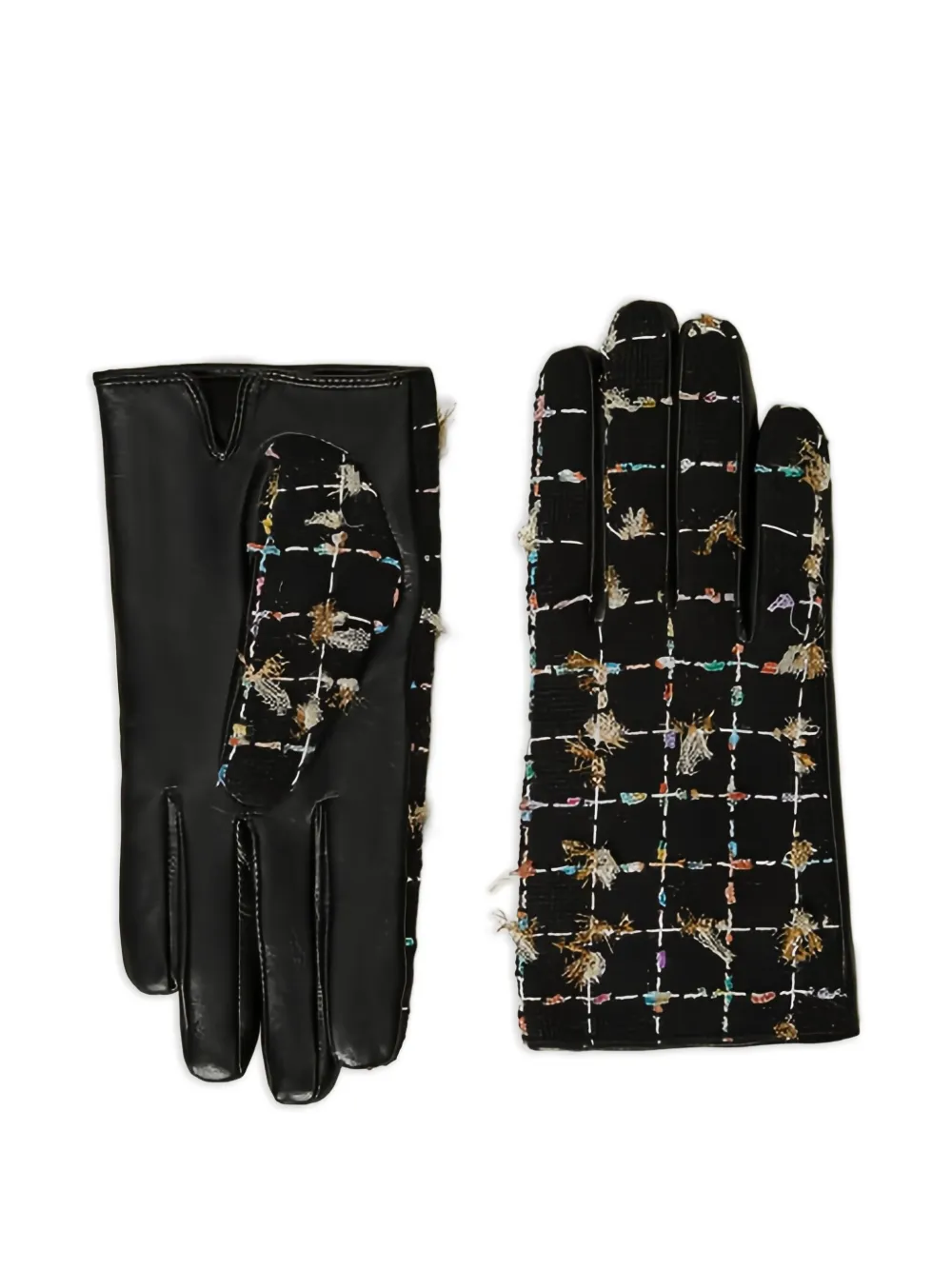TWINSET check-bouclé gloves | Black | Image 1
